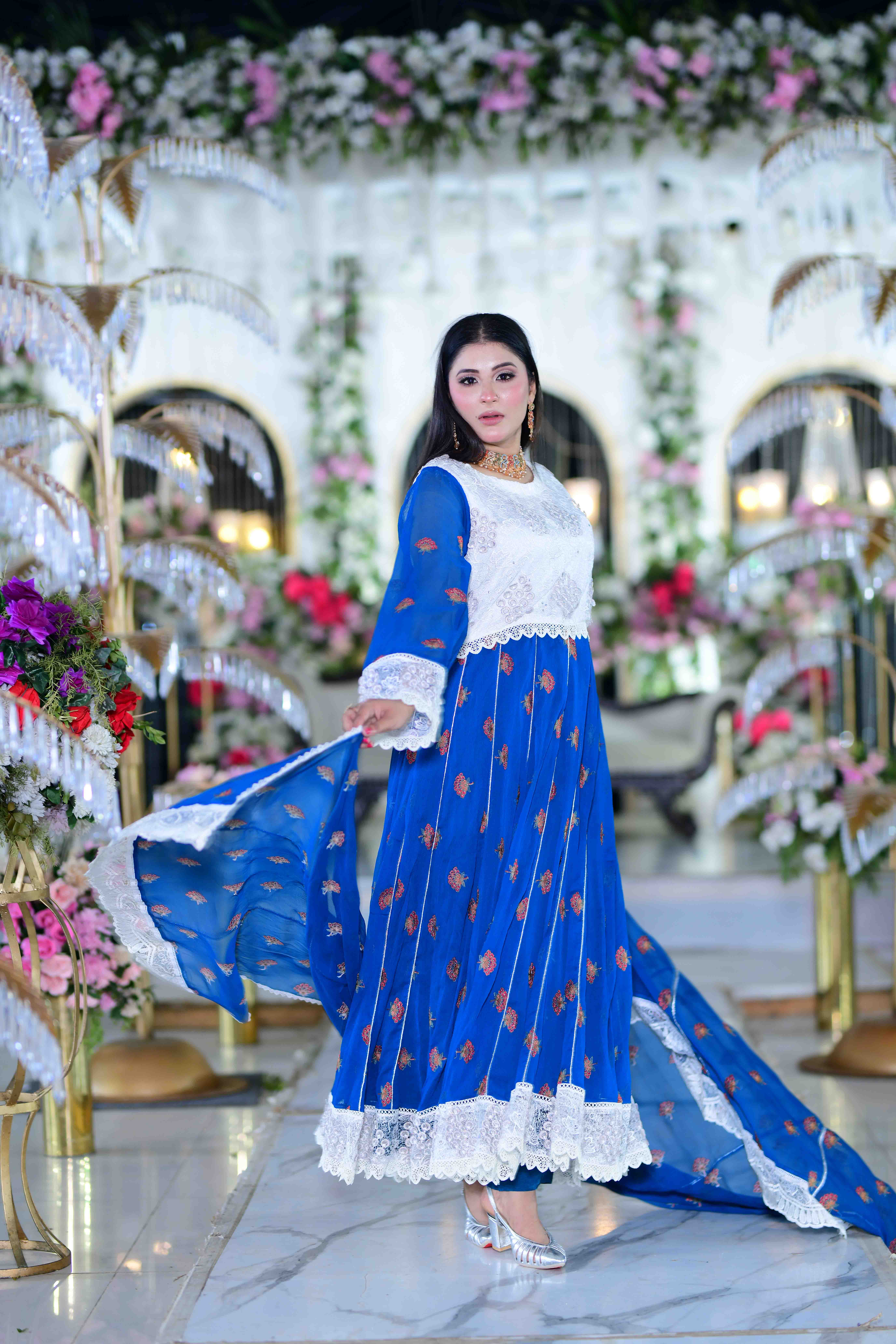 Timeless Charm – Antique Design Pishwas Frock with Dupatta - Image 4
